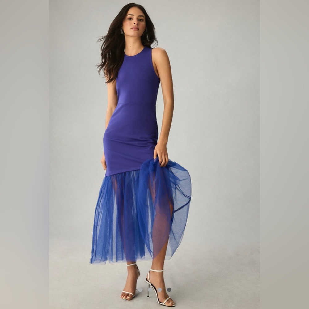 Maeve tulle hem slim tank dress NWOT